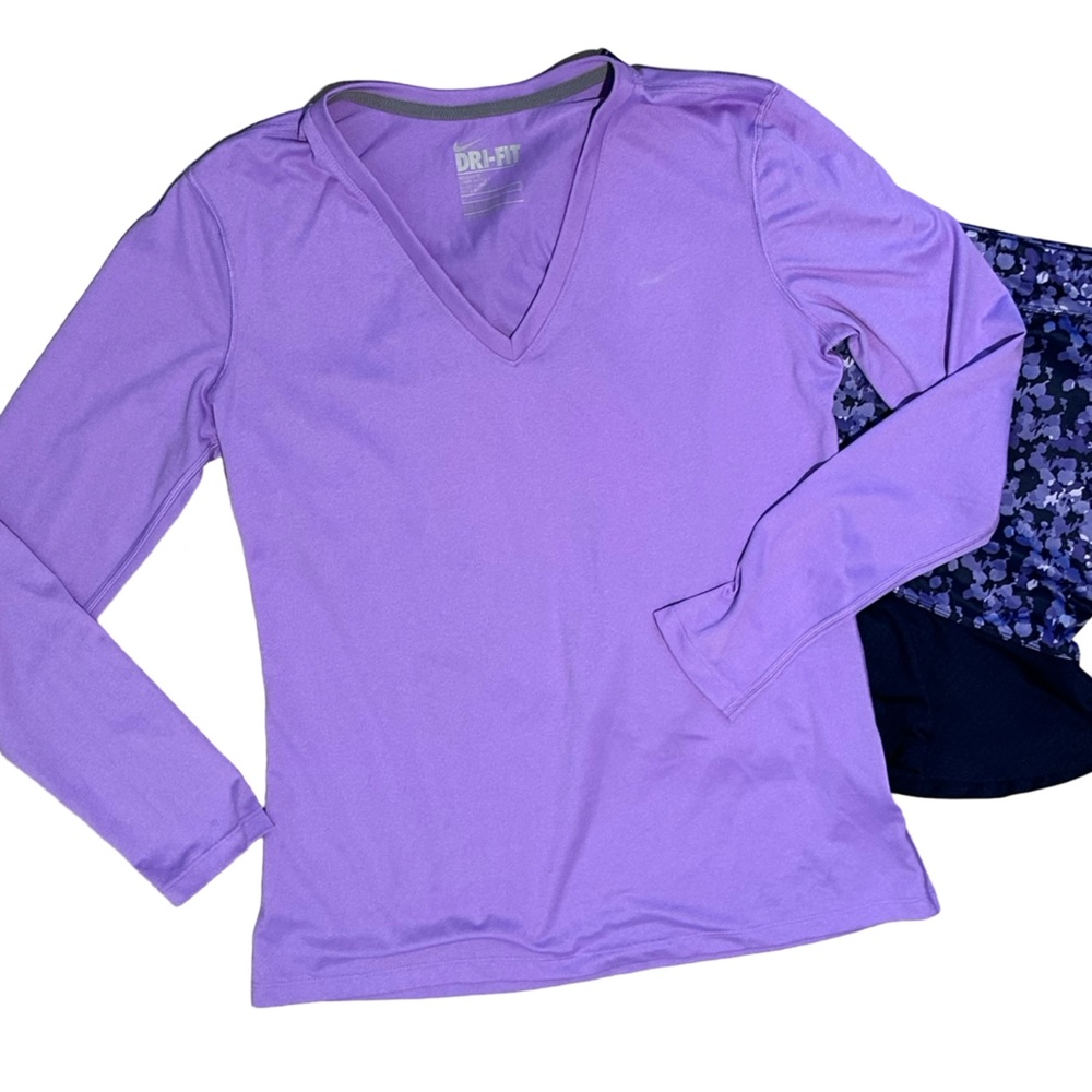 NWOT Nike Woman’s Size Large Dri Fit Purple Long Sleeve Sport Shirt